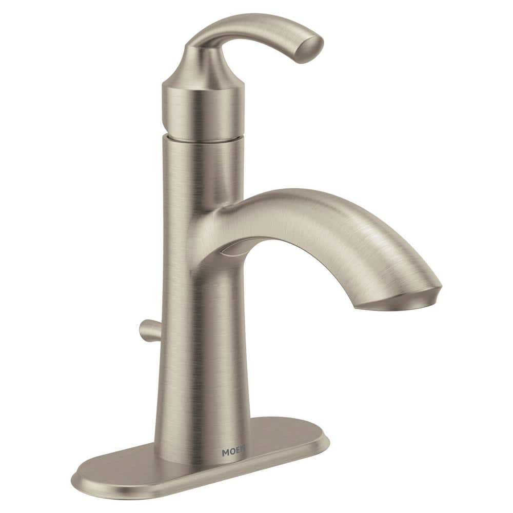 MOEN Glyde 1-Handle 1-Hole Bathroom Faucet with Drain Kit Included in ...