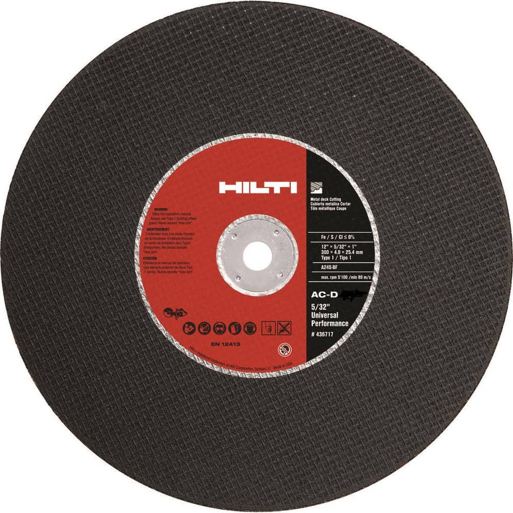 Hilti 14 in. x 5/32 in. x .787 in. Type 1 NoTeeth Abrasive Metal Deck