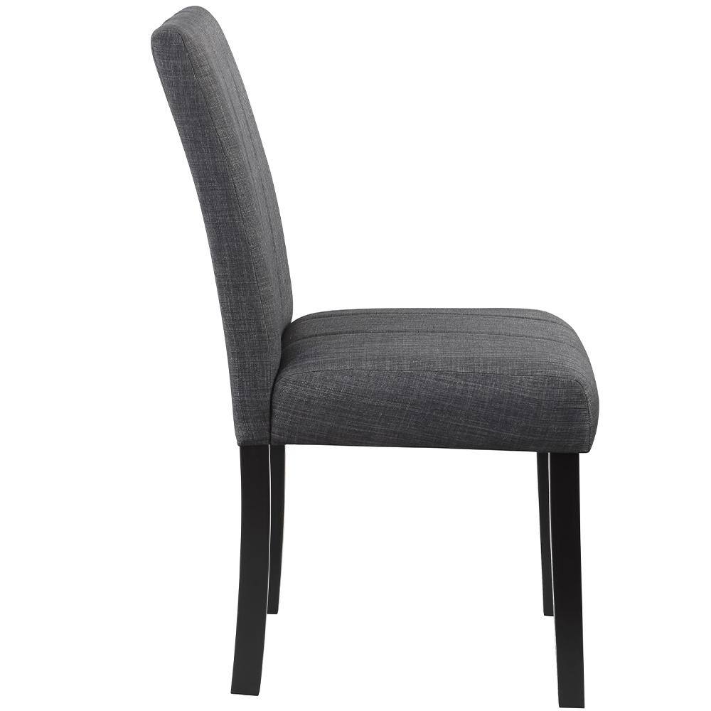 Kusa 45" Round Black Engineering Stone Dining Set with Gray Upholstered Chairs