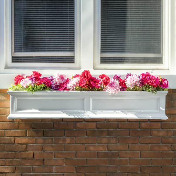 Mayne - Fairfield 60 in. x 11 in. Self-Watering White Polyethylene Window Box