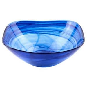 2 .5 in. Blue Contemporary Soft Square Blue Swirl Glass Bowl ((Set of 2) )