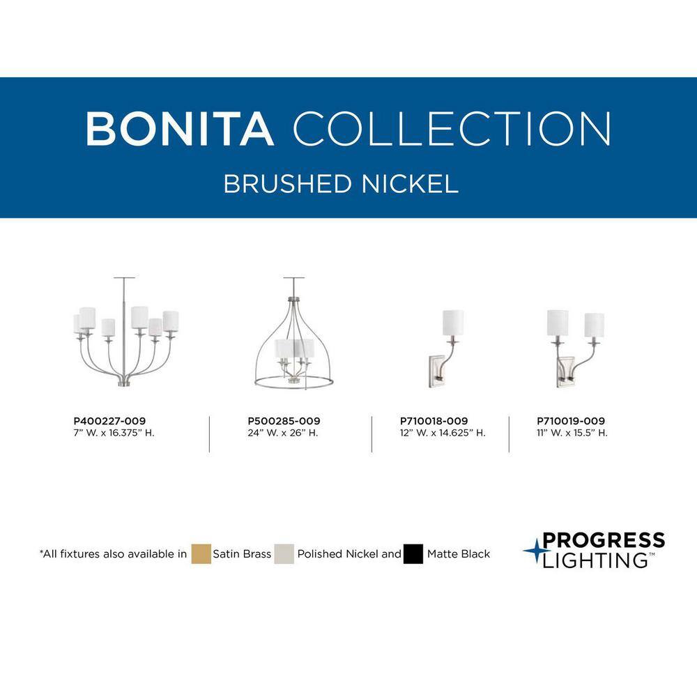 Bonita Brushed Nickel Wall Sconce with Summer Linen Shade
