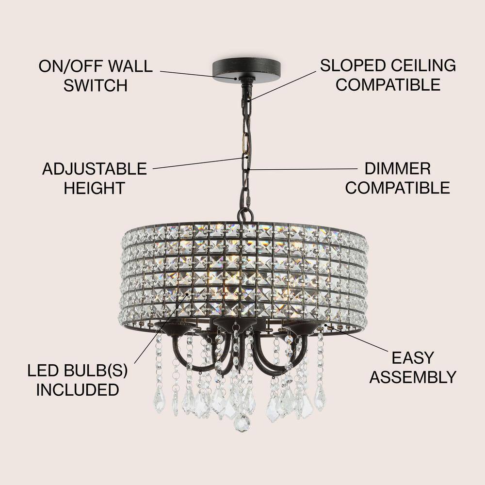 Reese 17" Black and Gold Iron LED Drum Pendant