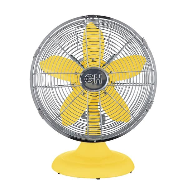 GOOD HOUSEKEEPING Retro 12 in. All-Metal Table Fan in Mustard Yellow