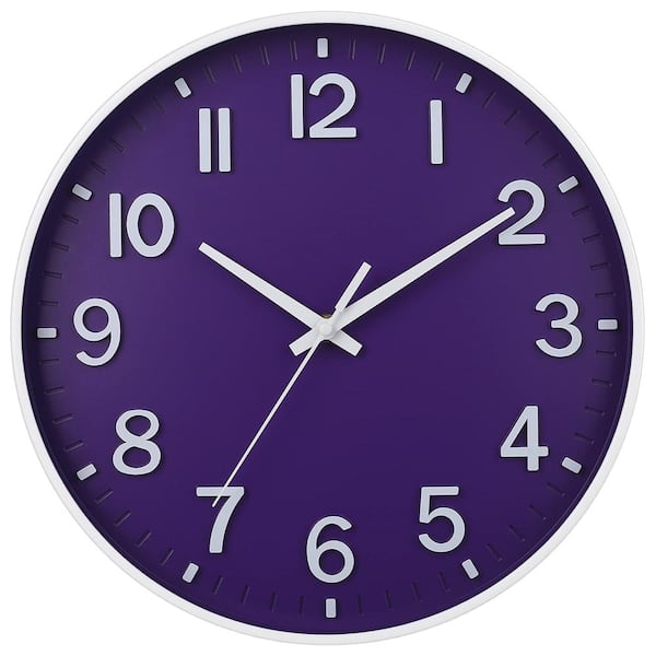 Unbranded 12 in. Modern uartz Wall Clock-Dark Purple Q