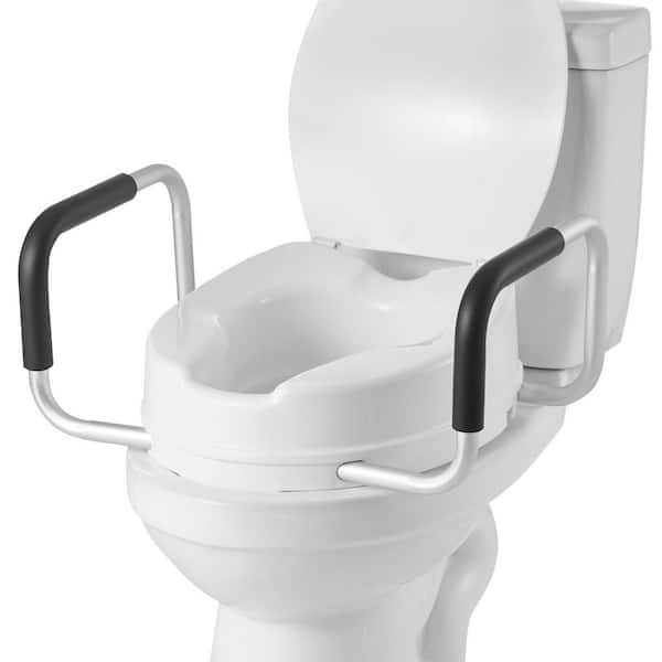 Raised Toilet Seat with Arms, 300 lbs. Load Capacity, 4 in. Lift Height, Widened Commode Elevated Toilet Seat Riser