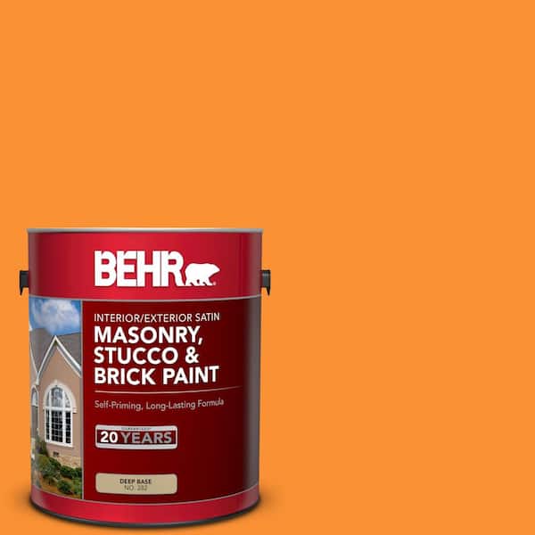 1 gal. #P240-7 Joyful Orange Satin Interior/Exterior Masonry, Stucco and Brick Paint