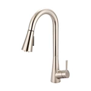 i2 Single-Handle Pull-Down Sprayer Kitchen Faucet with Bell Shaped Sprayer in Brushed Nickel