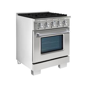 BOLD 30" 4.2 Cu.Ft. 4 Burner Freestanding Dual Fuel Range with Gas Stove and Electric Oven in Stainless steel