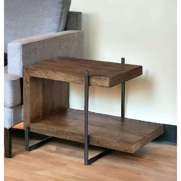 HomeRoots 17.5 in. Brown Square Wood End Table
