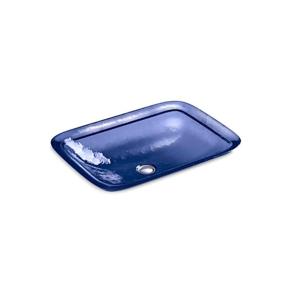 KOHLER Inia 20-5/8 in. Drop-In Glass Bathroom Sink in Translucent Sapphire