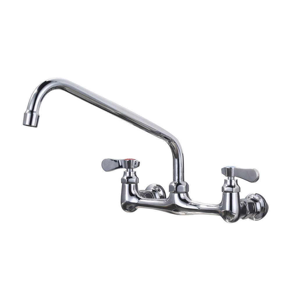 Commercial Double Handle Wall Mounted Standard Kitchen Faucet with 12 in . Swivel Spout in Polished Chrome price history on PriceWatchPro