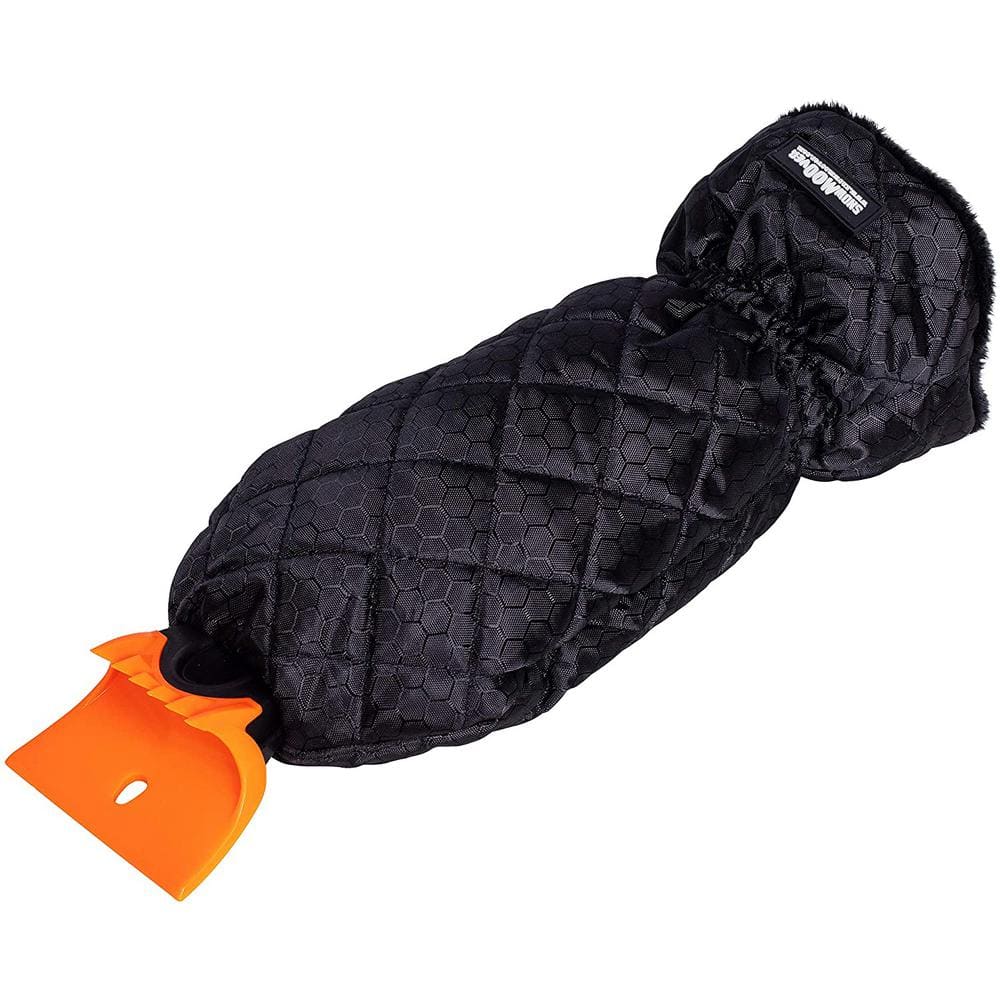WildCow Premium Ice Scraper Mitt Glove for Car Windshield Snow Scraper Mitten Red Soft and Thick 