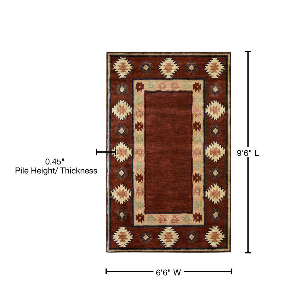 Ryder Burgundy Tan Wool Hand-Tufted Rectangular Rug