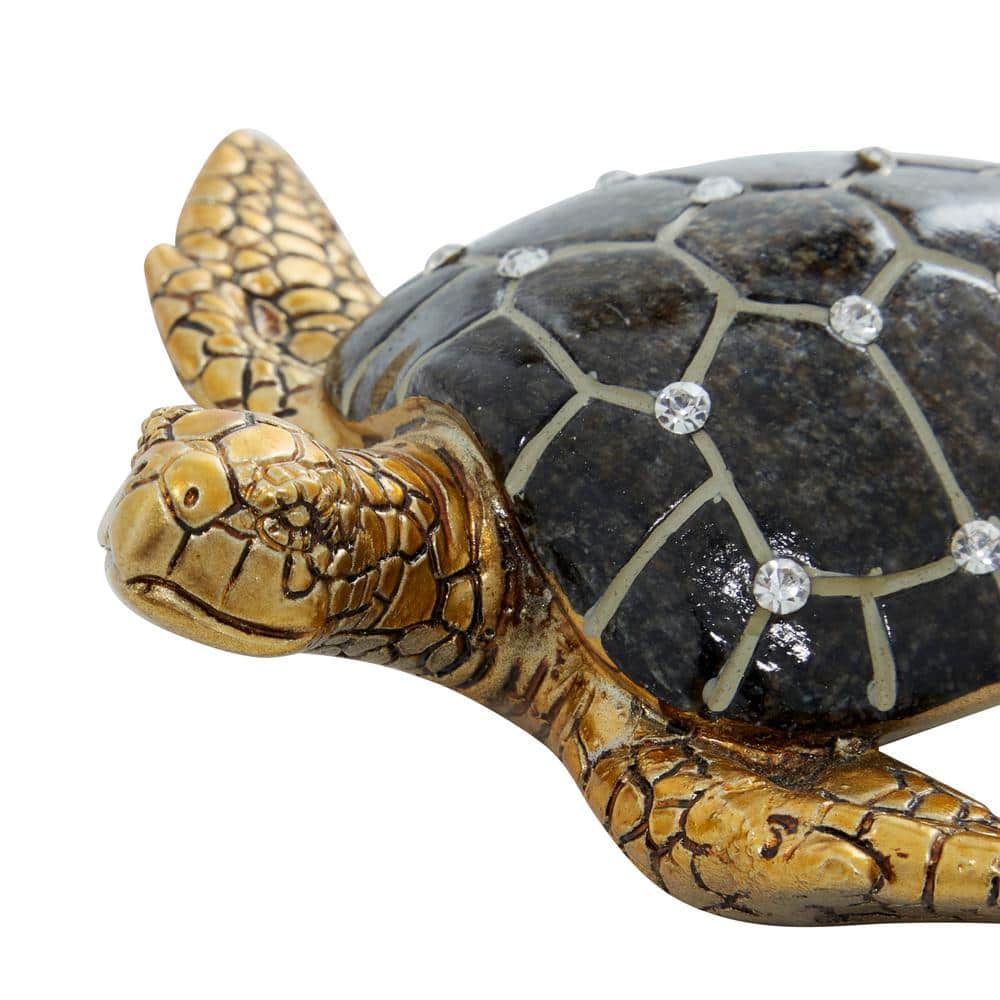 Jeweled Ceramic Turtle Trio Decorative Statues