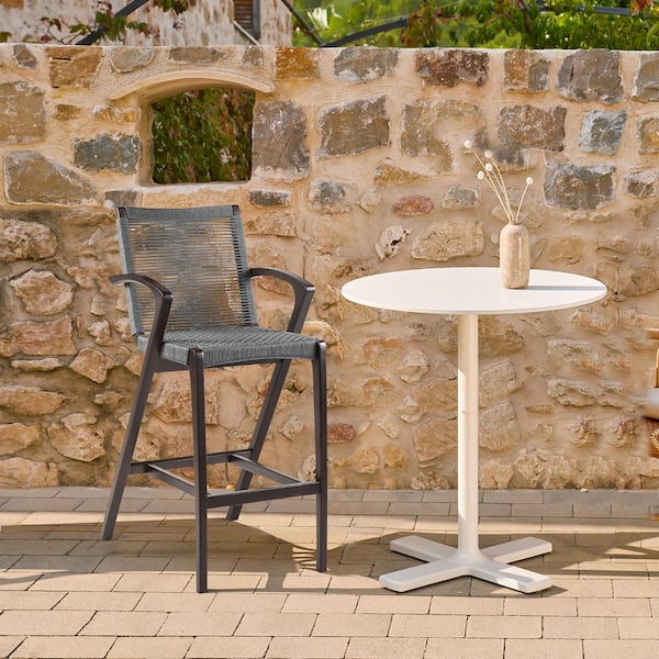 Armen Living Nabila Dark Eucalyptus Wood Counter Height Outdoor Bar Stool