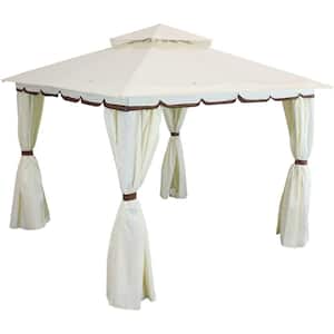 10 ft. x 10 ft. Soft Top Cream Gazebo with Mesh Screen and Privacy Walls