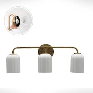 Parkmont 24 in. Plug and Play 3-Light Lacquered Brass Vanity Light