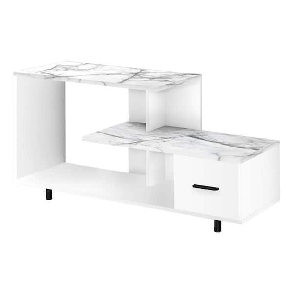 Unbranded White TV Stand Fits TVs up to 55-65 in. with Drawers and Shelves