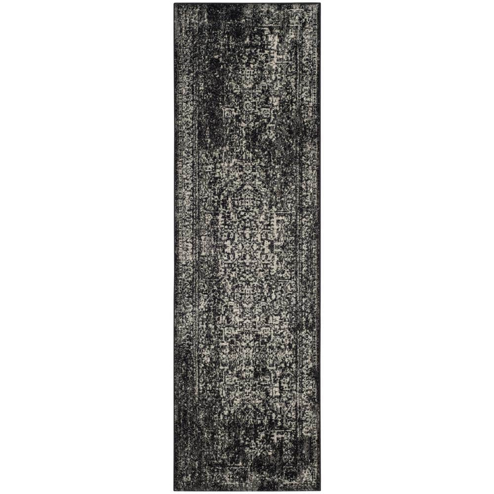 SAFAVIEH Evoke Black/Gray 2 ft. x 7 ft. Border Runner Rug EVK256R-27 ...