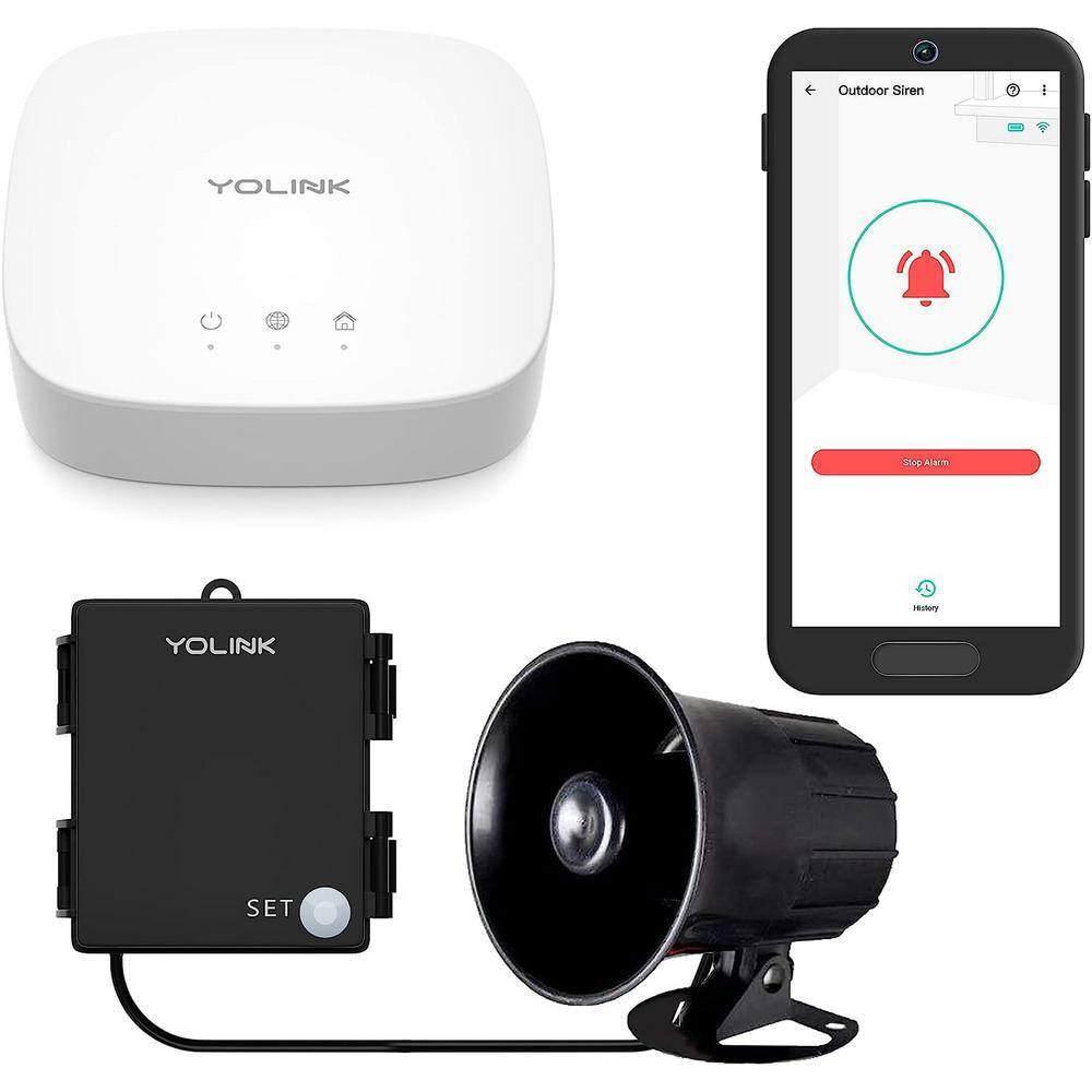 YoLink Hub and Outdoor Security Siren and Smart Alarm Controller Alarm Kit Loud 110 dB, Wireless
