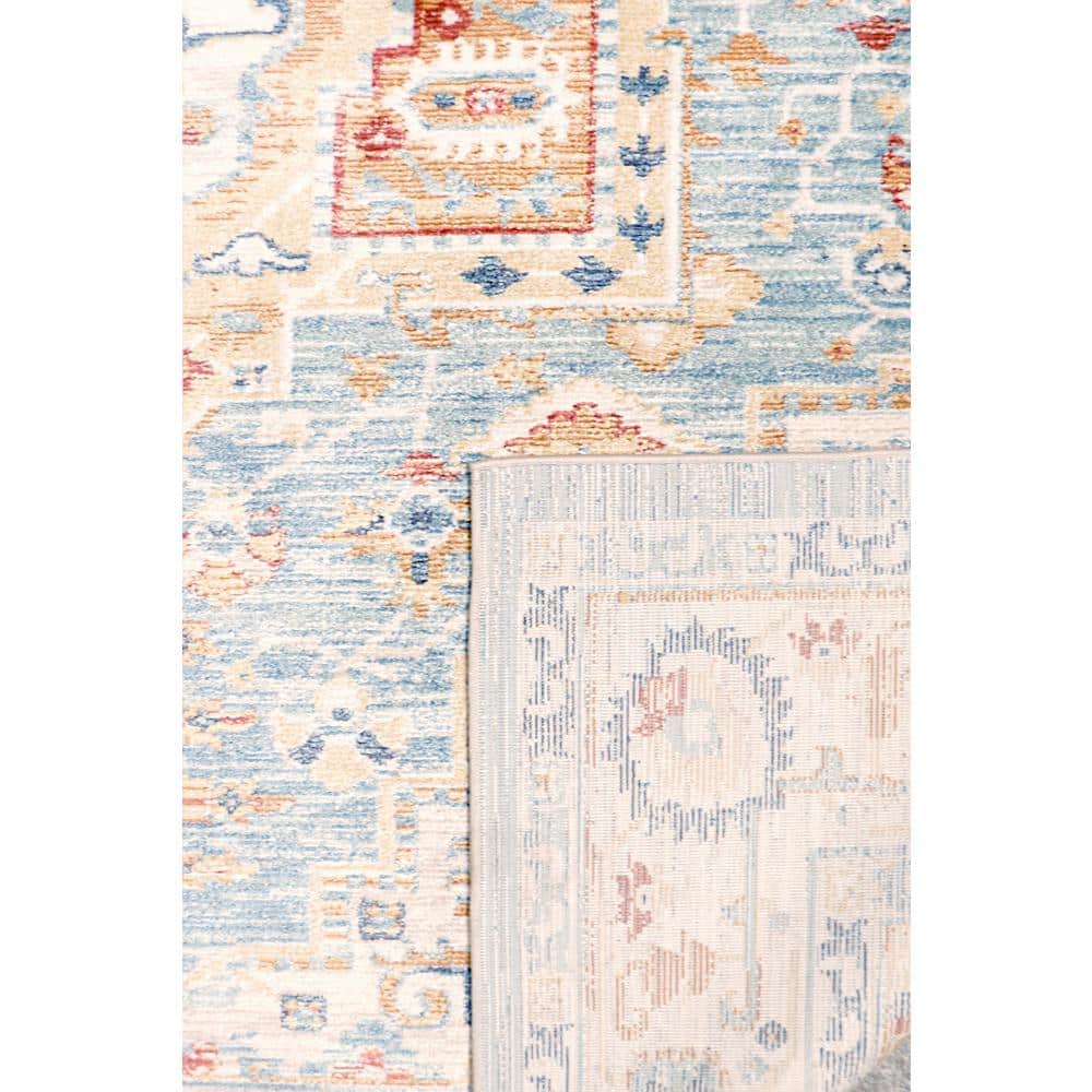 Heritage Light Blue and Ivory Rectangular Synthetic Area Rug