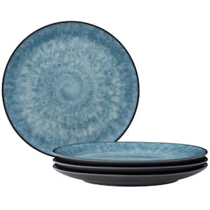 ColorKraft Essence Azurite (Blue) Stoneware Set of 4 Coupe Dinner Plates, 10.5"
