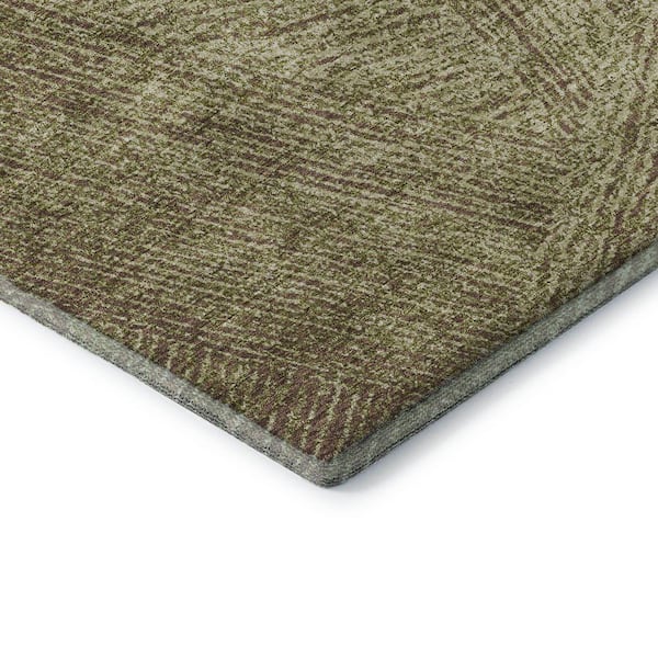 Mayfield Premium Machine Washable Abstract AMF991 Green 8 ft. x 10 ft. Area Rug