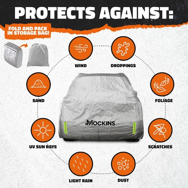Mockins 190 in. x 75 in. x 72 in. Water Resistant Car Cover - 190T Silver Polyester - Medium SUV Cover