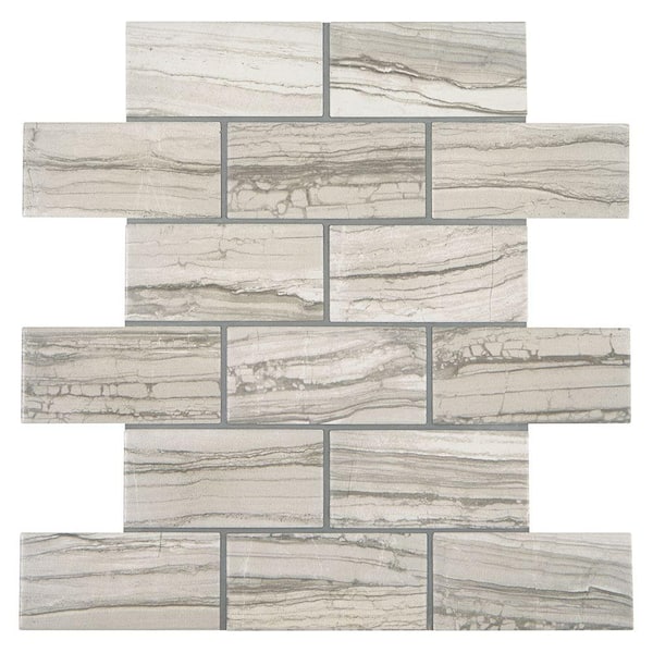 Marazzi VitaElegante Grigio 12 in. x 12 in. x 6 mm Ceramic Brick-Joint Mosaic Floor and Wall Tile (0.84 sq. ft. / each)