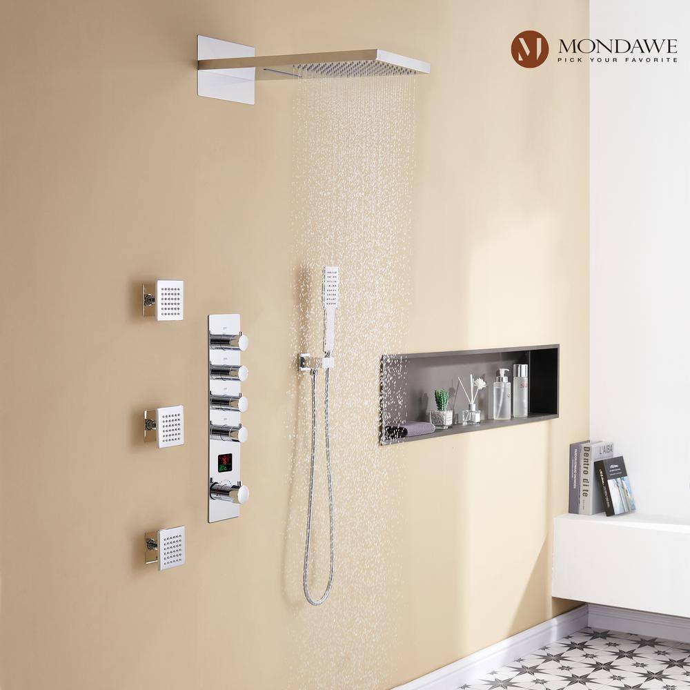 22" Chrome Dual Shower System with Digital Display and Body Jets