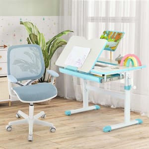 Blue Kids Desk Armchair Swivel Mesh Children Computer Chair with Adjustable Height