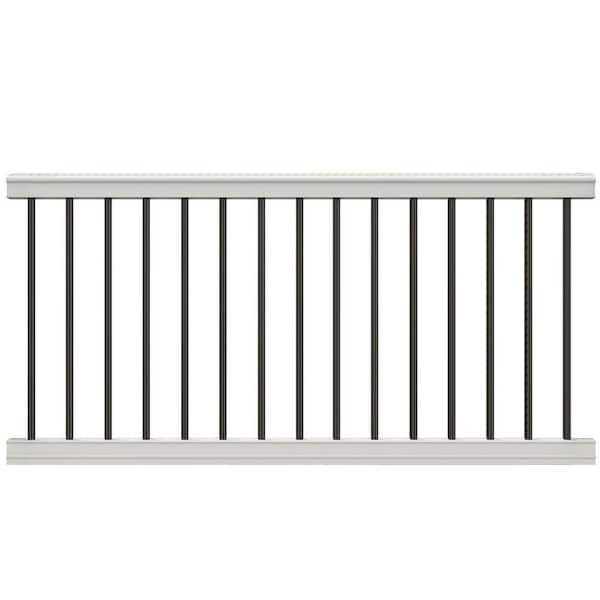 Barrette Outdoor Living Bella Premier Series 96 in. x 36 in. White PolyComposite Rail Kit with Black Aluminum Balusters