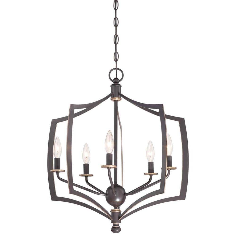 Downton Bronze and Gold 5-Light Candelabra Chandelier