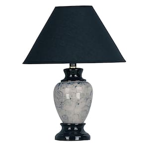 13 in. Black and Marble Ceramic Table Lamp