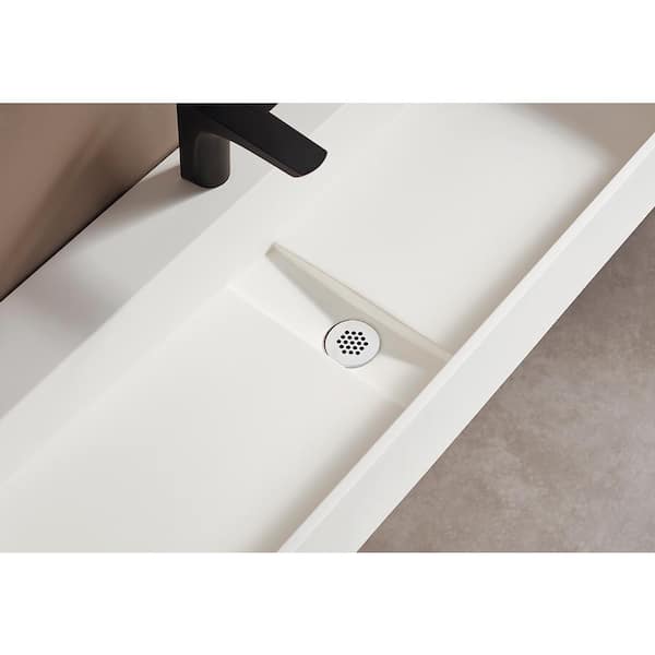 Serene Valley SVWS604-24WH 24 in. Wall-Mount Solid Surface Bathroom Sink with Built-in Towel Bar Sink Finish: White