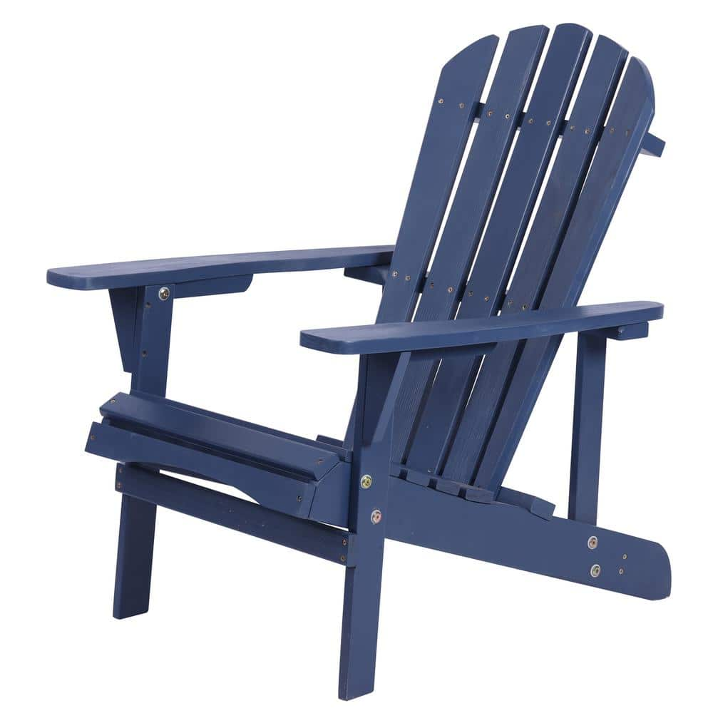 Kahomvis Outdoor Navy Blue Pine Wood Adirondack Chair (1-Pack) MOT-LKB0 ...