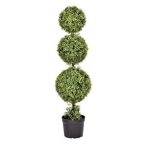 4 ft. Artificial Boxwood Triple Ball Everyday Topiary With Pot UV