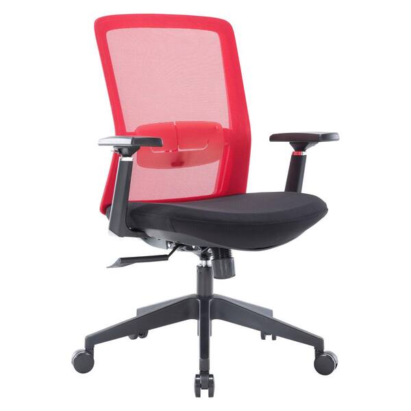 Leisuremod Ingram Fabric Swivel Office Chair in Red