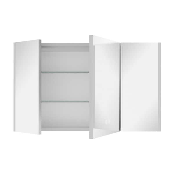 40 in. W x 24 in. H Rectangular Wall Mounted LED Light Bathroom Medicine Cabinet with Mirror, Anti-Fog, Three Doors
