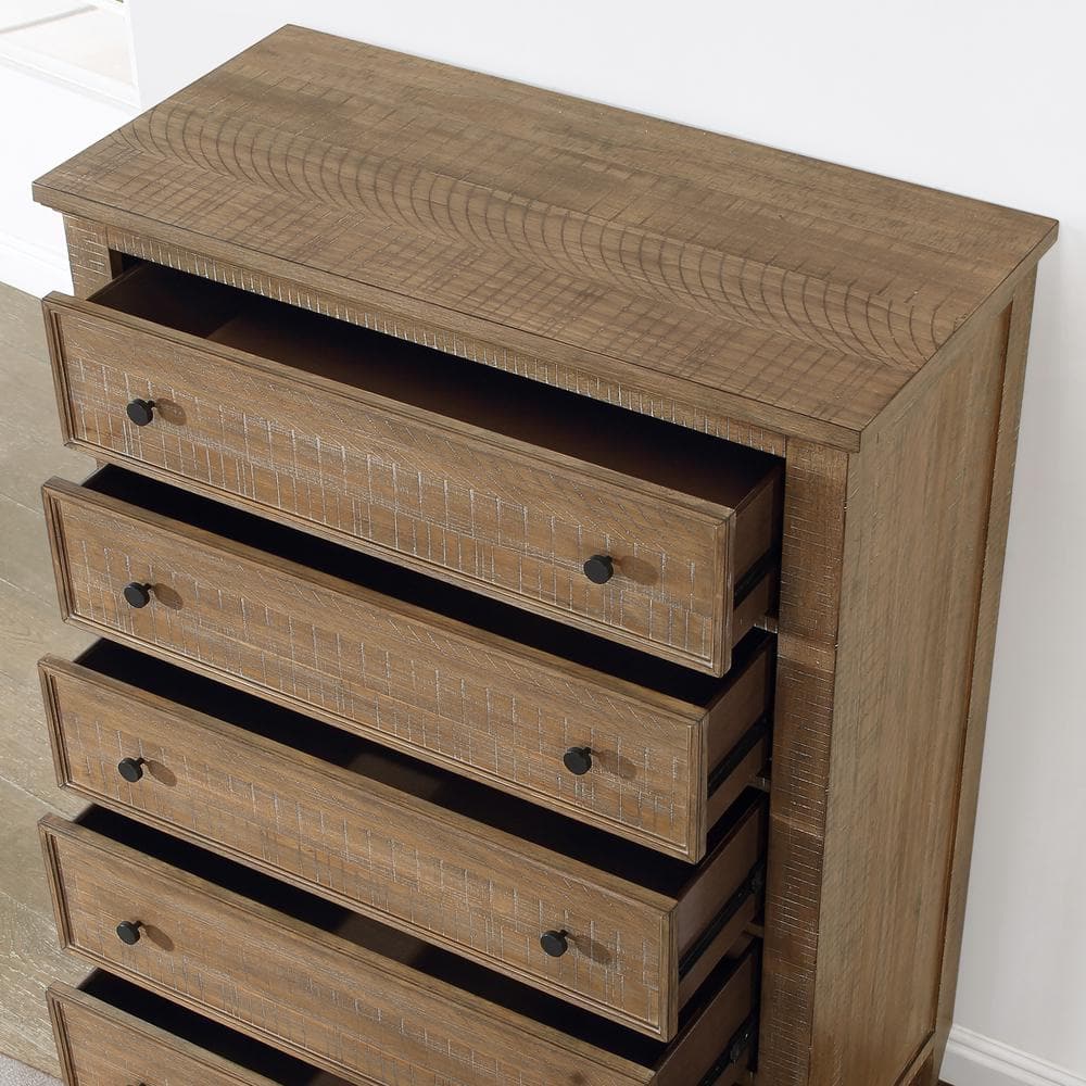 Rustic Brown Pine Dresser with Felt-Lined Drawers