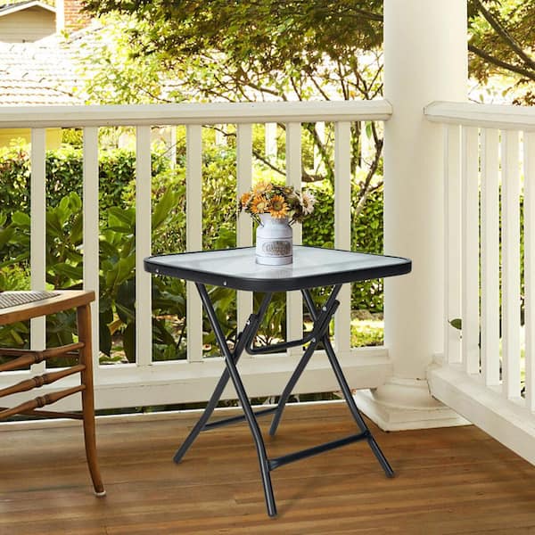 Square Metal Outdoor Bistro Table Rustproof Frame