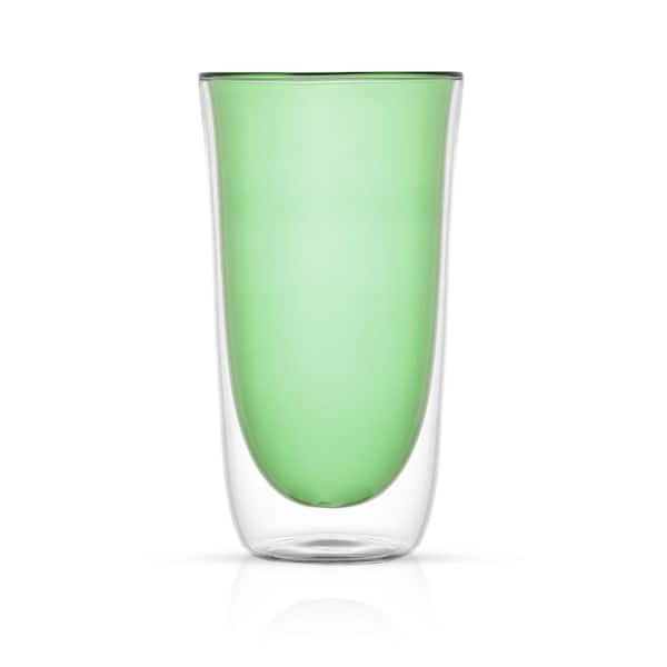 JoyJolt Spike 13.5 oz. Borosilicate Glass Green Colored Double Wall  Highball Drinking Glass Set (Set of 4) JG10264 - The Home Depot