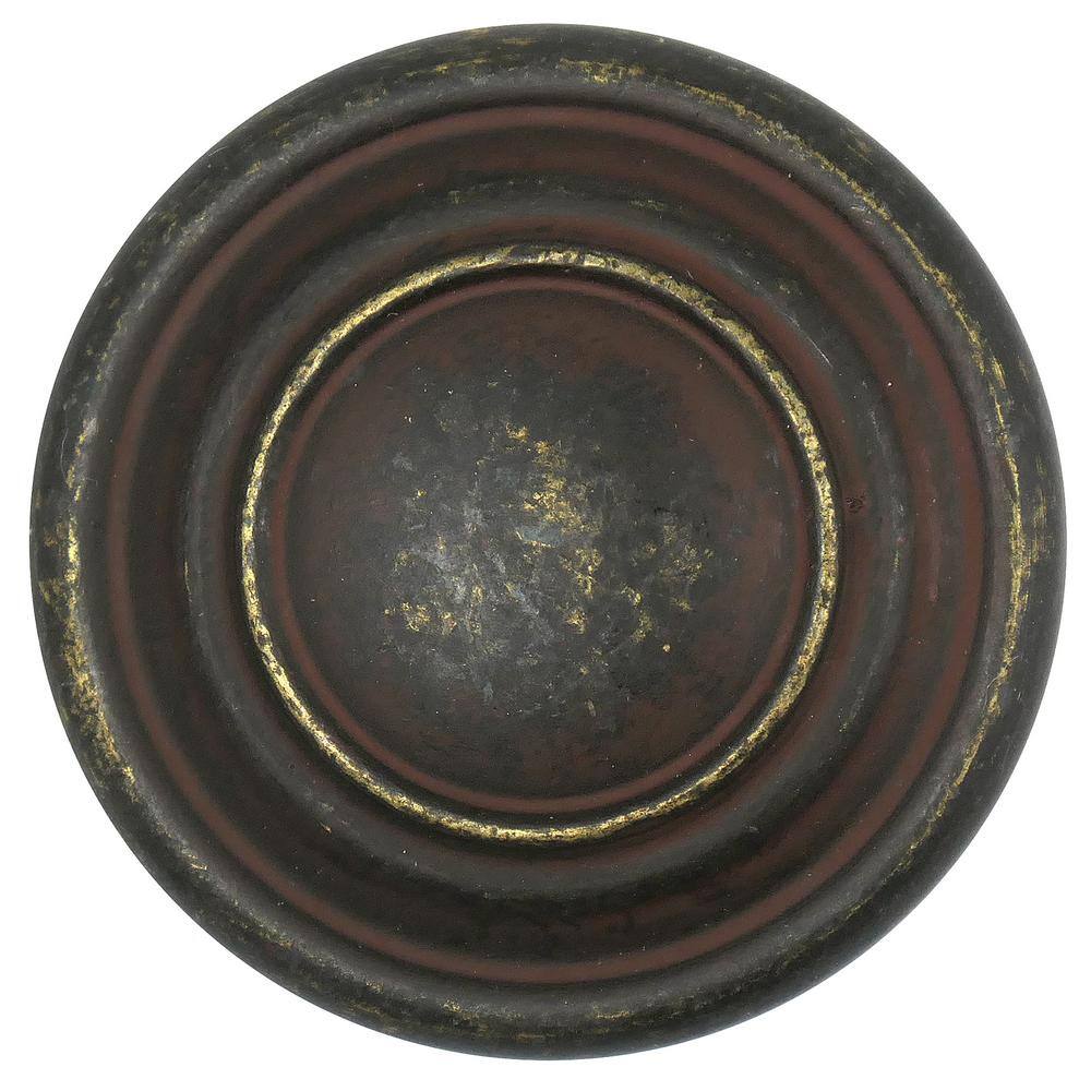 Weathered Antique Bronze Round Cabinet Knob with Mounting Hardware