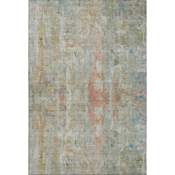 Mayfield Premium Machine Washable Abstract AMF2310 Sage 9 ft. x 12 ft. Area Rug
