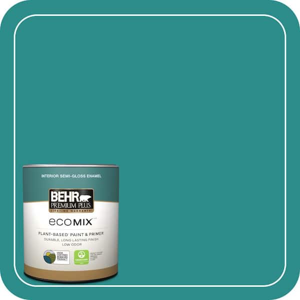 1 qt. Home Decorators #HDC-FL13-12 Taos Turquoise Semi-Gloss Enamel EcoMix Plant-Based Interior Paint & Primer