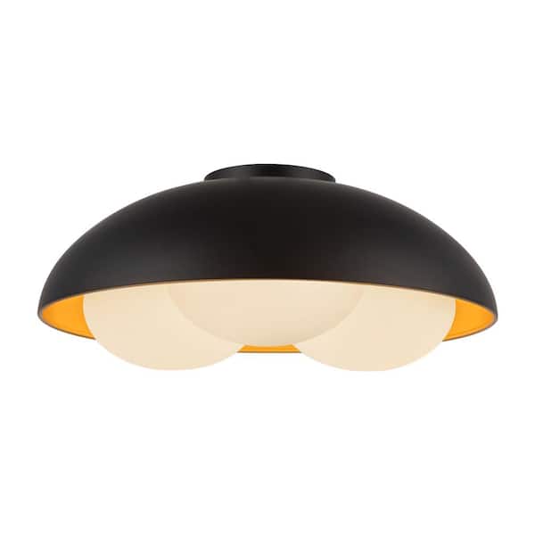 ALORA MOOD Robyn 16 in. 3-Light 40-Watt Matte Black/Opal Glass Flush Mount