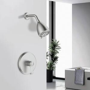 Fixed Shower Head Series 9-Spray Patterns with 1.8 GPM in 4 in. Wall Mount Rain Fixed Shower Head in Brushed Nickel