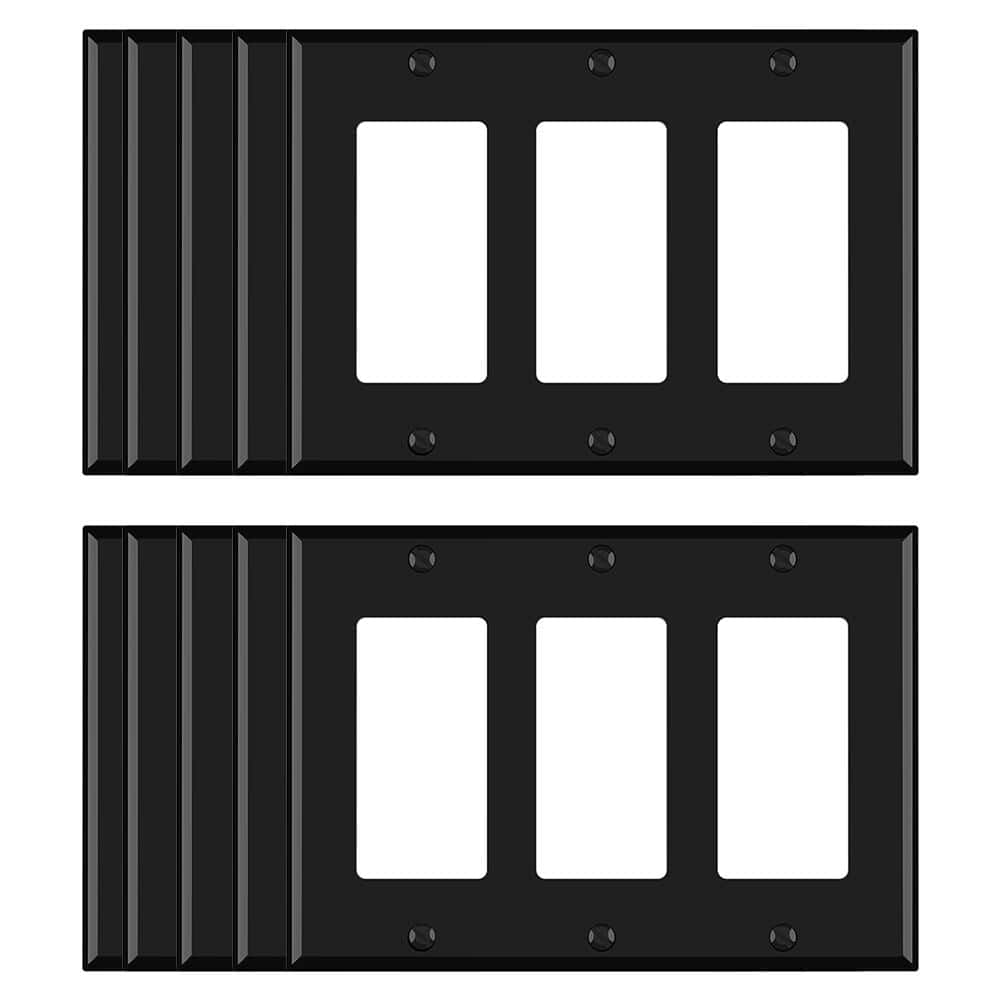 3 Gang Midsize Decorator/Rocker Wall Plate, Black (10-Pack) price history on PriceWatchPro