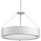 Ratio Collection 6-Light Brushed Nickel Pendant with Fabric Shade Glass